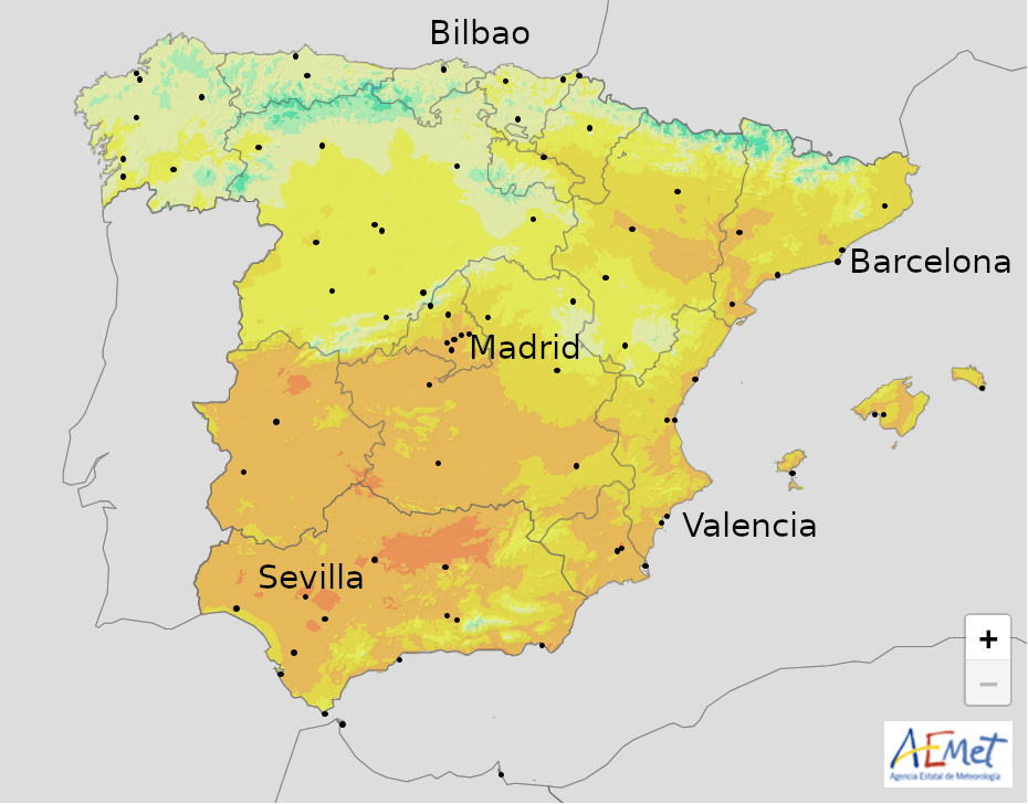The average temperature in Spain in January